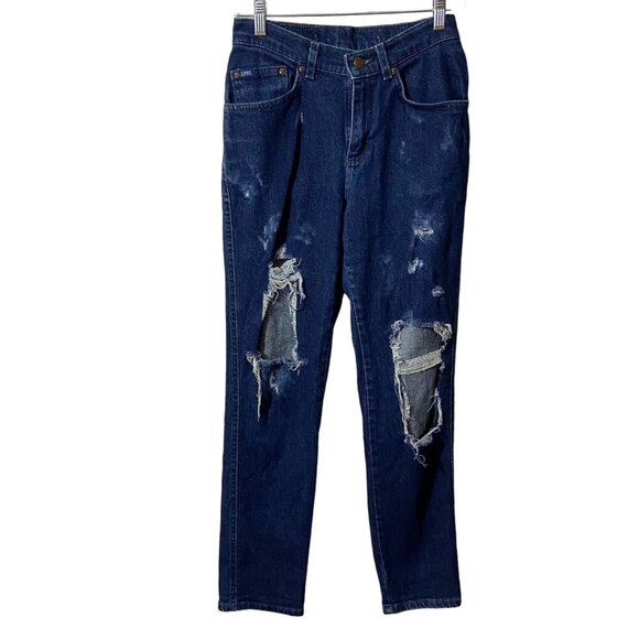 LEE Vintage Women Super Distressed High Waisted Mom Ripped Retro Y2K 80's Size M - Picture 1 of 12